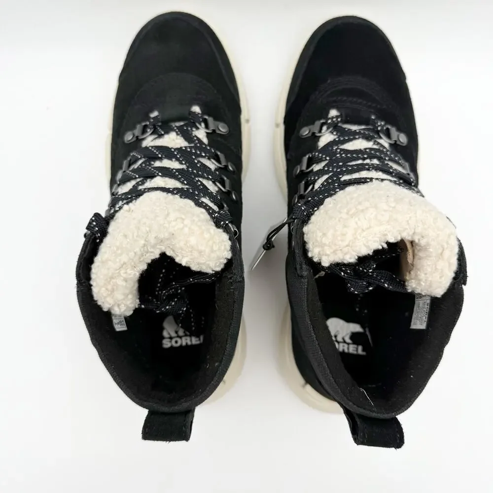 Sorel Women Explorer Next Hiker Bootie US 7 Black Suede Waterproof Insulated NIB